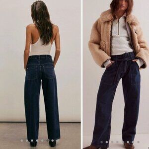 Free People Blue Jay Belted Boyfriend Jeans Baggy size 27 NWT